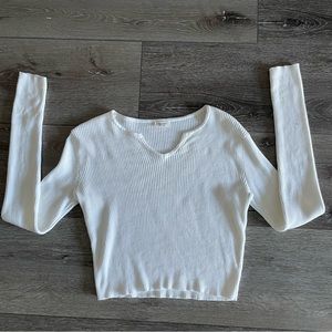 john galt brandy melville white paige notched long sleeve top
